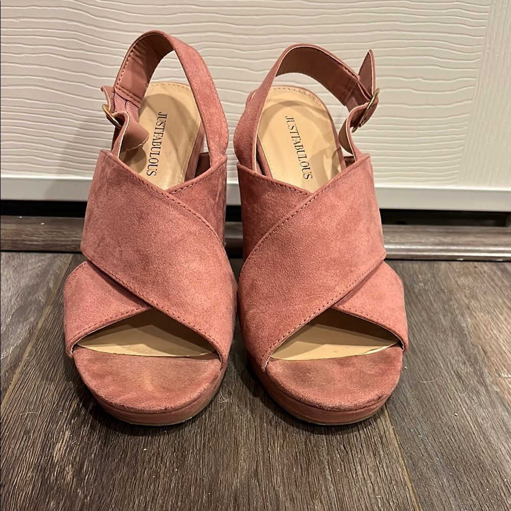JustFab Pink Women's Heeled Sandals